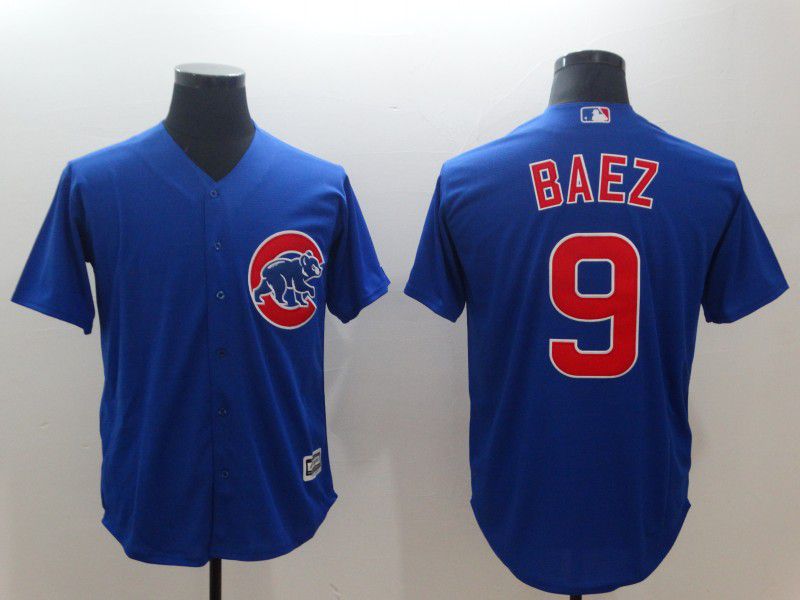 Men Chicago Cubs #9 Baez Blue Game MLB Jerseys